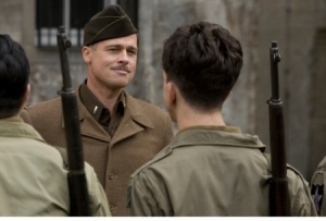Brad Pitt addresses his troops in Inglourious Basterds. Photo from sanfranciscosentinel.com.